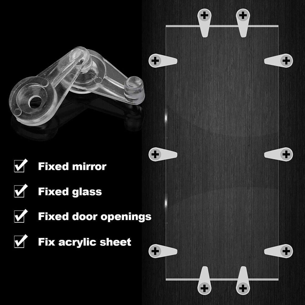 Functional Glass Retainer Clips 50PCS Non Slip Plastic Clips with Screws Suitable for Home Office Furniture Stores