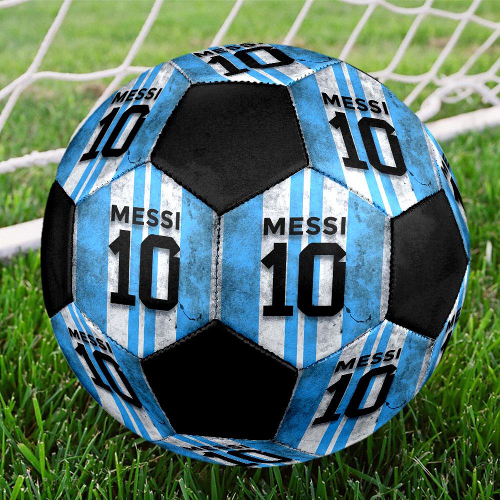 Lionel Messi Size 5 Soccer Ball, Machine-Stitched PVC, Durable & High Bounce, All Ages Fit, Fan Merchandise, Matches & Outdoor Use.
