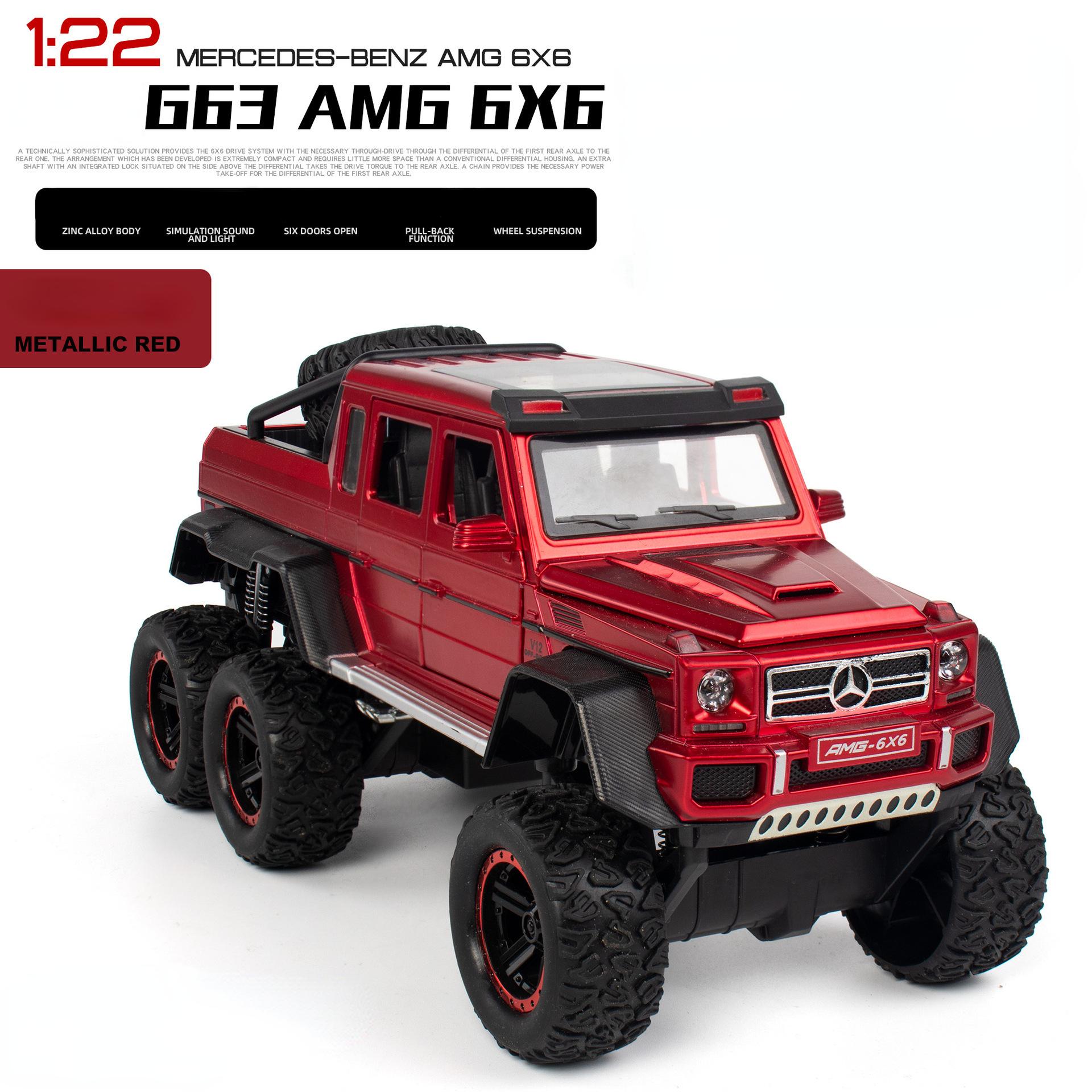 

1:22 Mercedes-Benz G63 AMG 6X6 Off-road Vehicle SUV Alloy Model Car Diecast Simulation Sound Light Toys Car Children Gifts A72