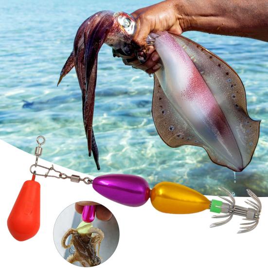 9CM/27G Squid Jig Hook with Colorful Beads Swivel Double-layer Umbrella Hook Cuttlefish Sleeve