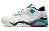 Slip Resistant Abrasion Resistant Low Top Vintage Basketball Shoes White Blue AGBS031-3