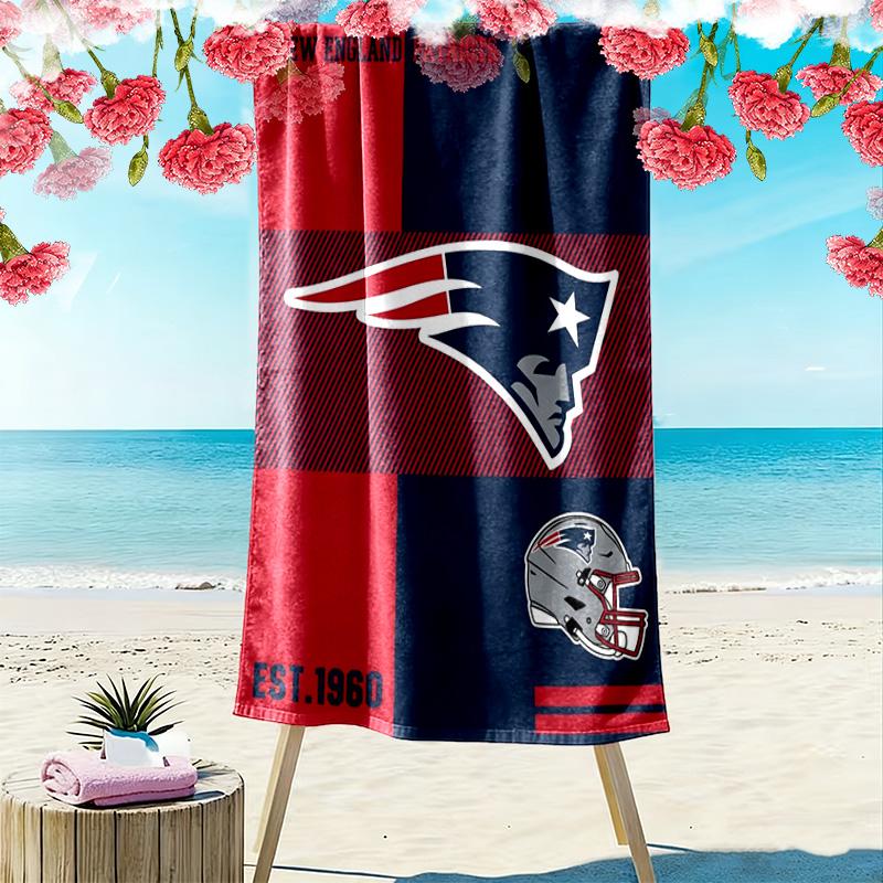 New England Patriots Logo Aufdruck Strandtuch, Großes Weiches Schnelltrocknendes Handtuch für Strand Camping Schwimmen