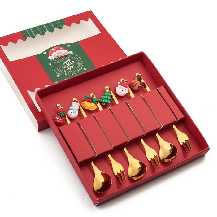 6 Pieces Stainless Steel Coffee Spoons Fruit Forks for Kitchen Dessert Tableware