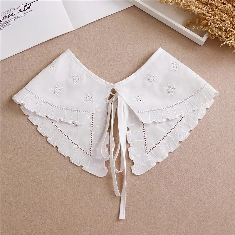 Big Lapel Doll Fake Collar for Women Flower Hollow Shawl Wrap Removable Detachable Female False Collar Sweater Decoration