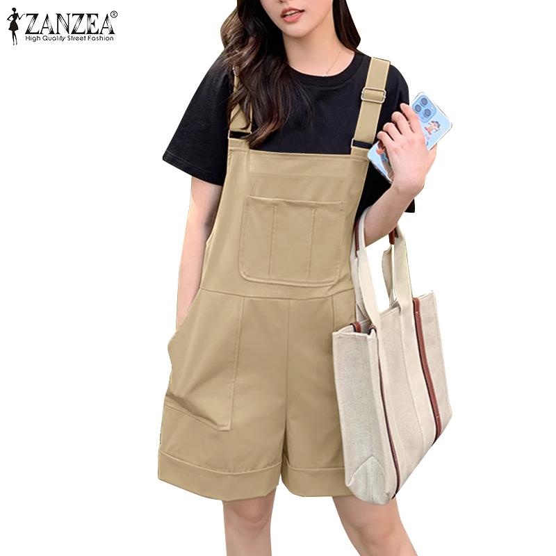 

ZANZEA женские однотонные повседневные комбинезоны без рукавов на бретелях, комбинезоны