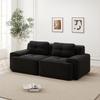 Modulares Sofas ohne Armlehnen, Modernes Wohnzimmersofa mit tiefer Sitzfläche, Bequemes Cord-Wolkensofa, Zweisitzer Kleines Sofa, Schlafsofa, Schwarz
