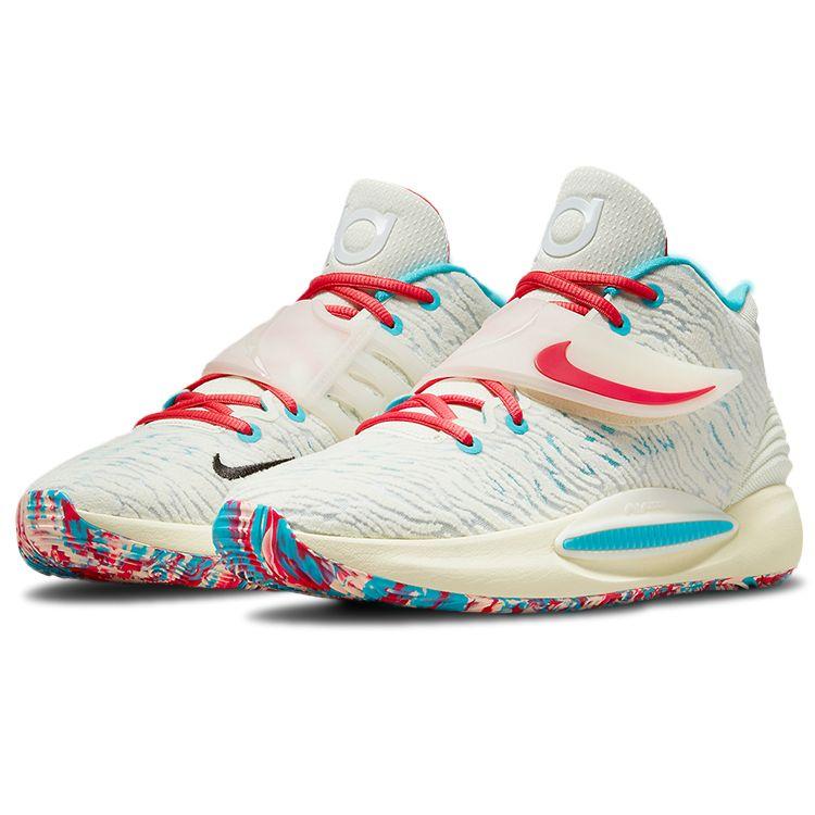Nike KD 14 EP Multi-Color Unisex Sneakers Cashmere White Turquoise-Blue CZ0170-700