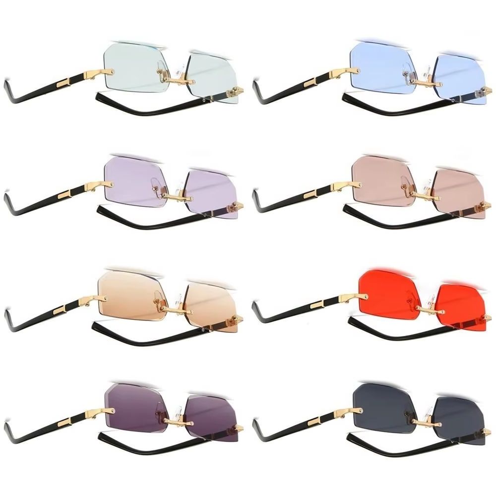 Vintage UV Protection Rimless Rectangle Sunglasses Y2K Gradient Frameless Sun Glasses Eyewear for Women & Men