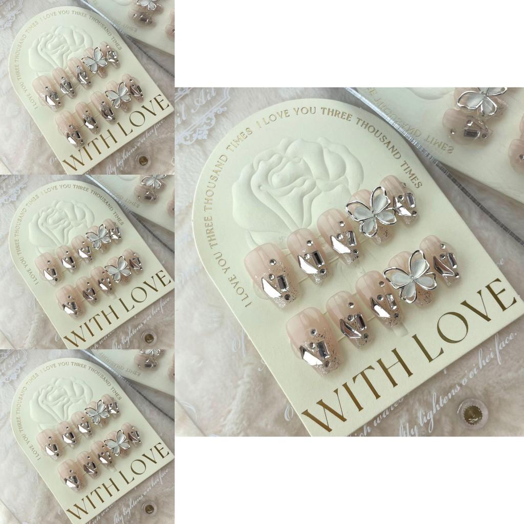 Stunning Handmade Butterfly Nail Art Removable Crystal Gems Flashy Design For Perfect Manicure