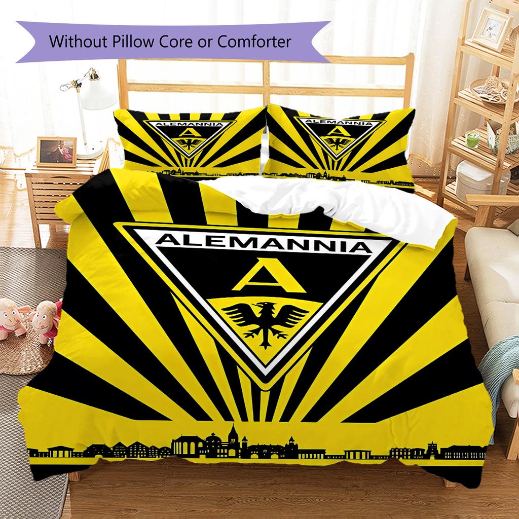 Roupa de Cama com Padrão Alemannia Aachen, Conjunto de Colcha, Capa de Colcha, Fronha, Presente de Aniversário para Casa (1 capa de edredom + 2 fronhas, sem enchimento.)