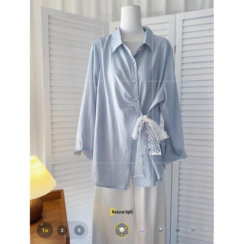 2026 Spring Plus Size Women s Lace Patchwork Shirt - Loose Fit, Slimming Design 2XL Plus