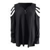 Women Sexy V-neck Collar Zipper Color Long Sleeve Fold Casual Blouse Tops