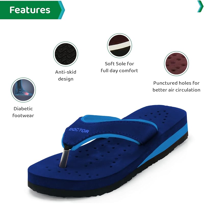Ortho Joy Women S Doctor Orthopedic Soft Mcr Slippers (Navy Blue-Sky Blue) 6 UK синий