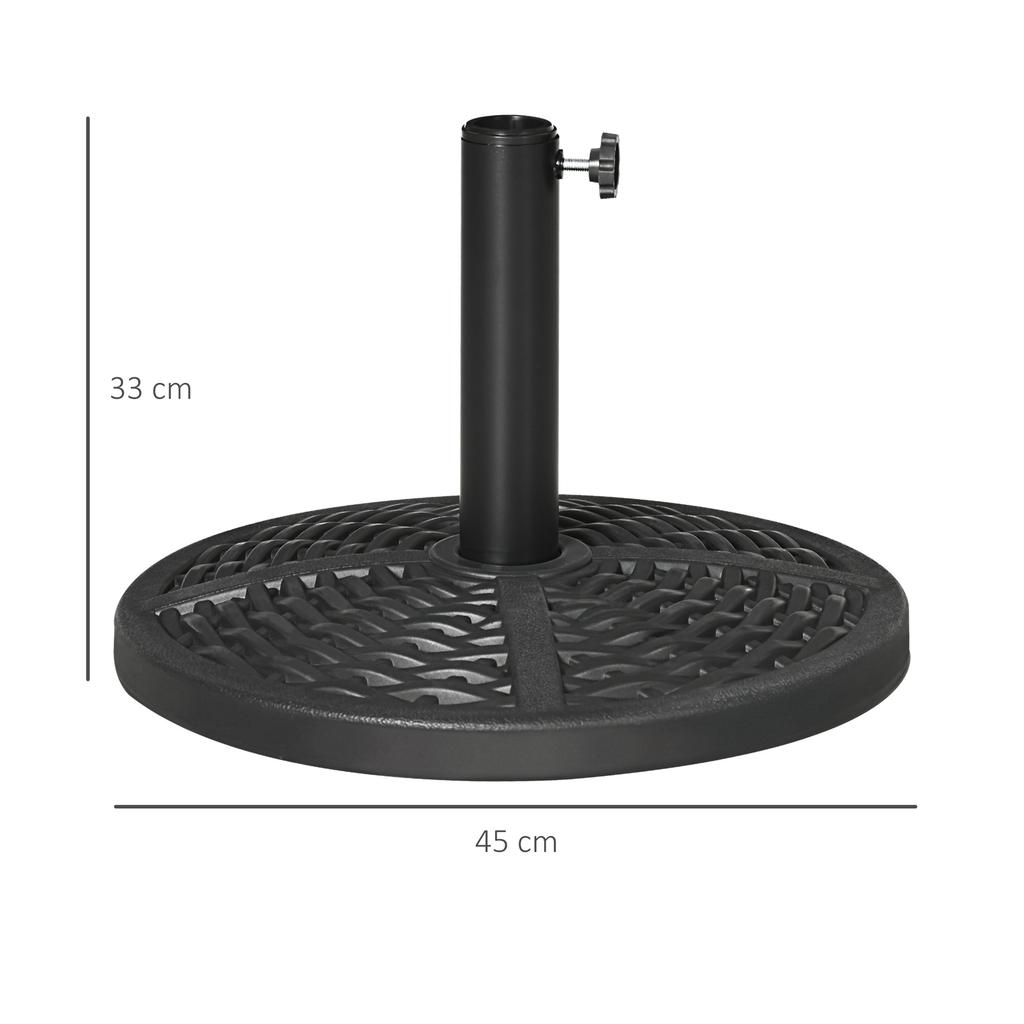 Concrete parasol base, parasol stand with steel tube, round parasol holder, for balcony, terrace, garden, black