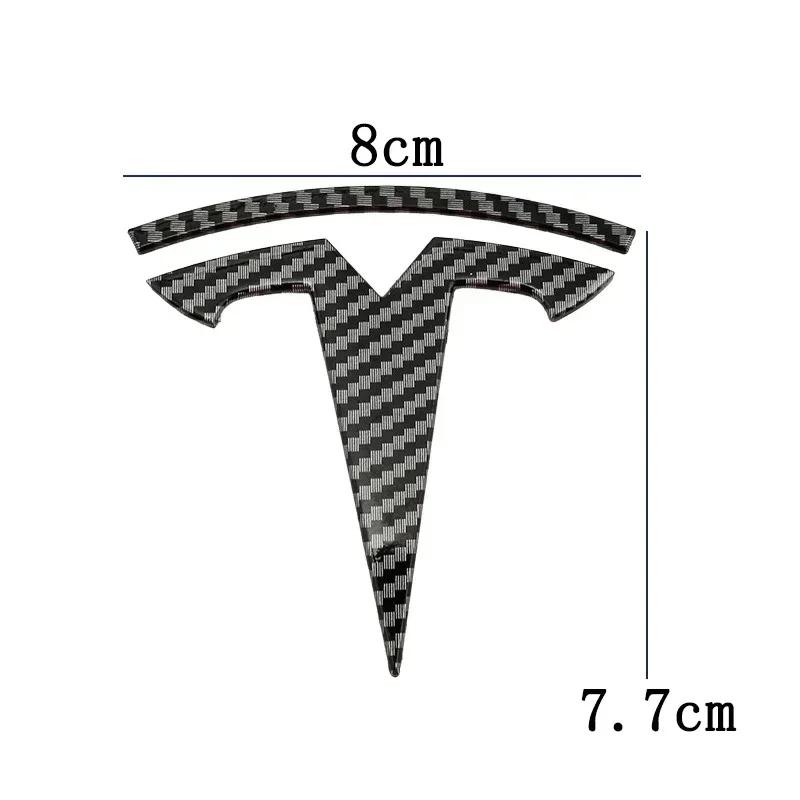 ZJZO5 Suitable for Tesla Logo Model 3 Mode Y Car Front Hood Logo Sticker Design, Rear Trunk Badge Accessory Rear Trunk Emblem