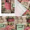 Set Of 2 Pink House Floral Curtains Digital Printing Stone Wall Colorful Flowerpots Blue Door Window Cozy Bedroom Decor Curtain Polyester Perfect For