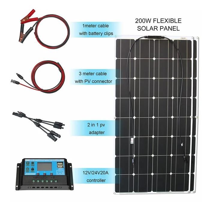 Flexibles Solarpanel, 1000 W Leistung, Monokristalline Technologie, 200 W Solarkit