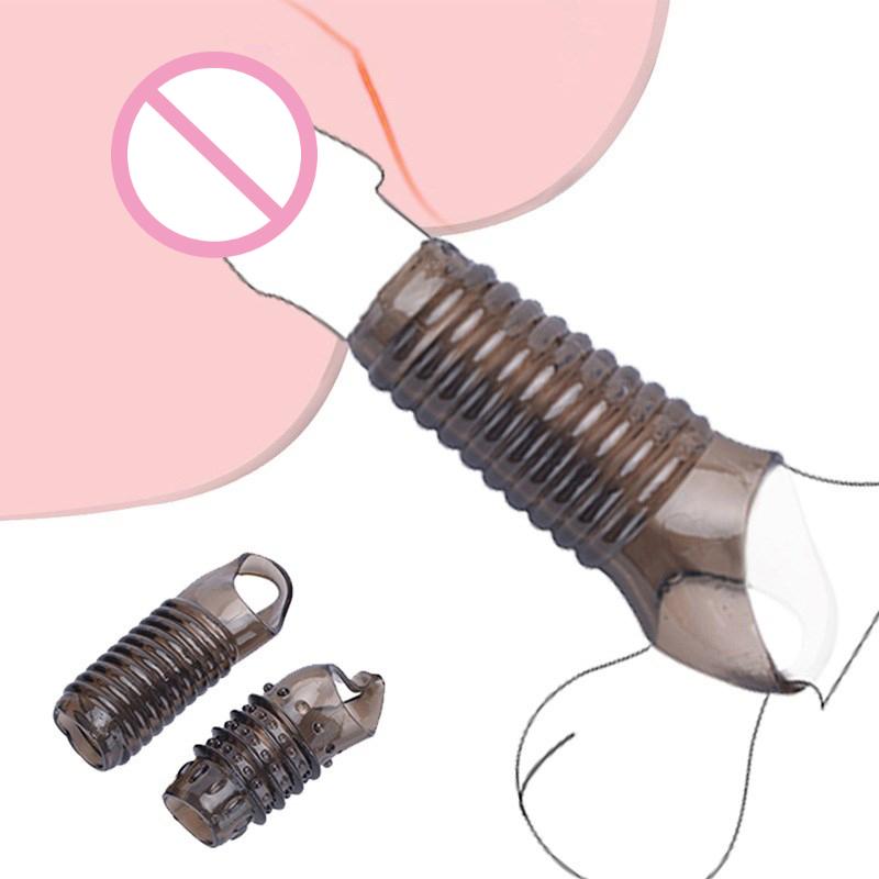 Silicone Reusable Penis Sleeve Strapon Delayed Ejaculation Chastity Device Lock Sperm Erection Sex Toys For Men Bondage