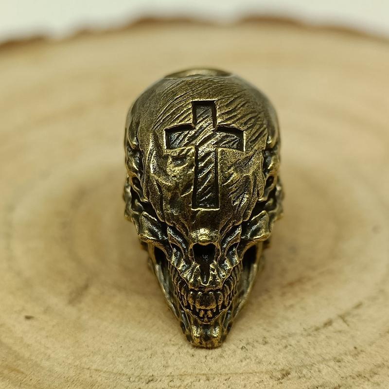 

Череп Голова Латунные Бусины Нож EDC DIY Паракорд Плетеные Браслеты Шнурки Подвески Аксессуары Подвески для инструментов на открытом воздухе Безделушки латунный