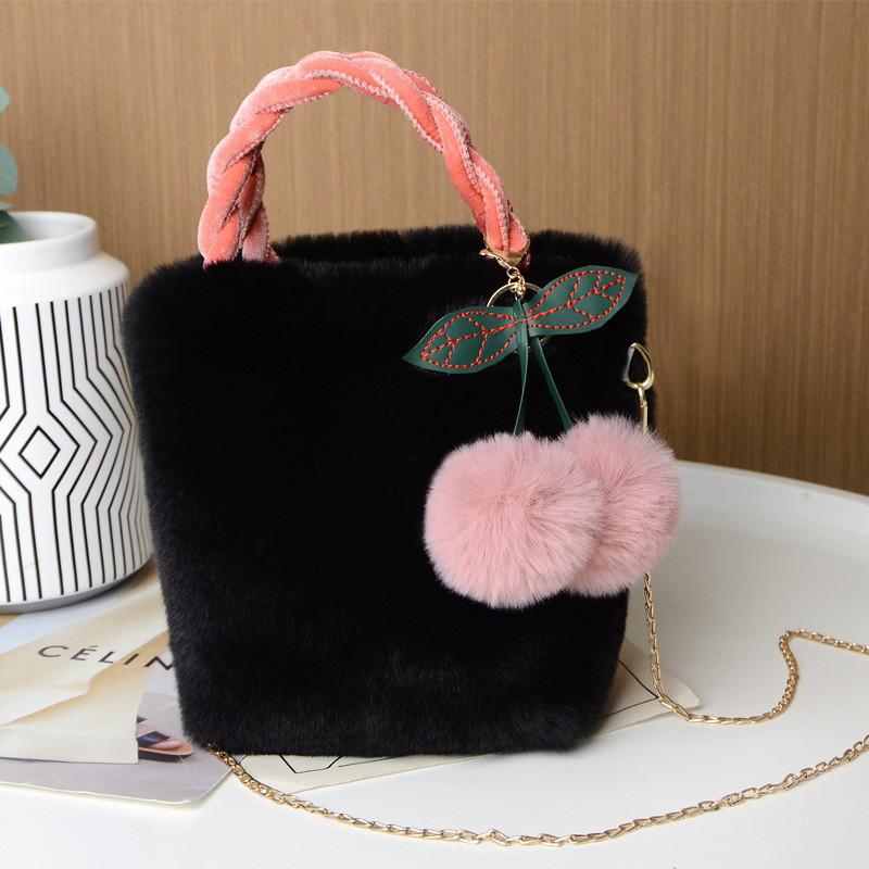 Large Capacity Plush Bag High Quality Soft Plush Travel Bucket Bag Cherry Maiden Plush Tote Bag