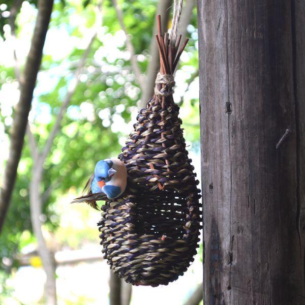 

Птичий домик для птиц, плетеный из тростника, укрытие для гнезда из травы, укрытие для птиц, подвесные домики для попугаев(Птица-реквизит не входит в комплект)