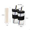 Glass Kit Smoothie Mugs Jar with Lid Straw for Drinking Cold Iced Office Travel