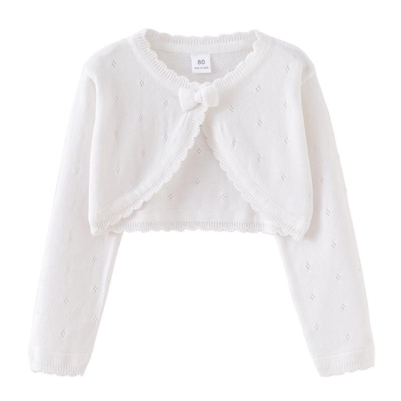 Bowknot Girls Knitted Cardigan Jacket Small and Medium Children's Sweater Thin Jacket