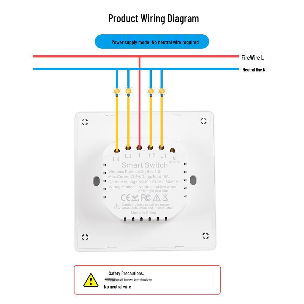 Graffiti Zigbee Smart Switch: Universal Single Live/Neutral 86-Type Button with Magnetic Holding Relay for All-Room European/British Use.