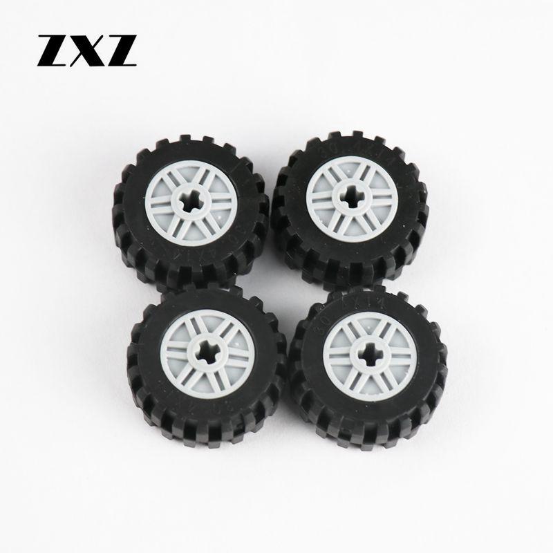 

Technical Wheels Rims DIY Enlighten Building Block Bricks Compatible 92402 55982 Technical Parts Set Tires 4pcs / 8pcs