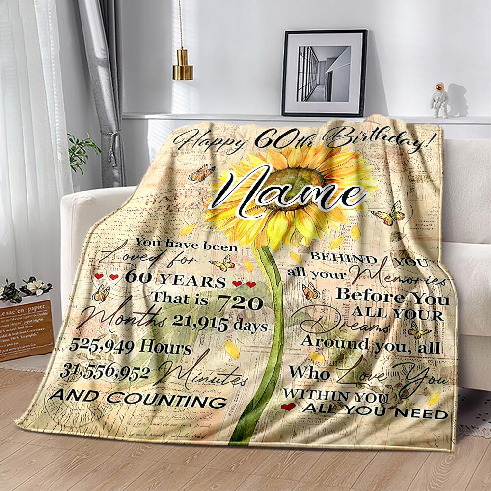 Birthday Style Customize Text Blanket Throw Personalized Blanket Soft Warm Cozy for Picnics Bedding Seaside Living Room Ideal for All Seasons