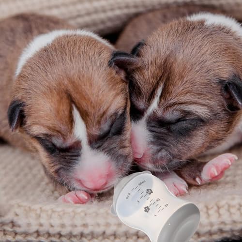 Warmhm Pet Nursing Bottle Set 80ml for Newborn Kittens Puppies Plastic Silicone Portable Controlled Feeding for Lambs Rabbits