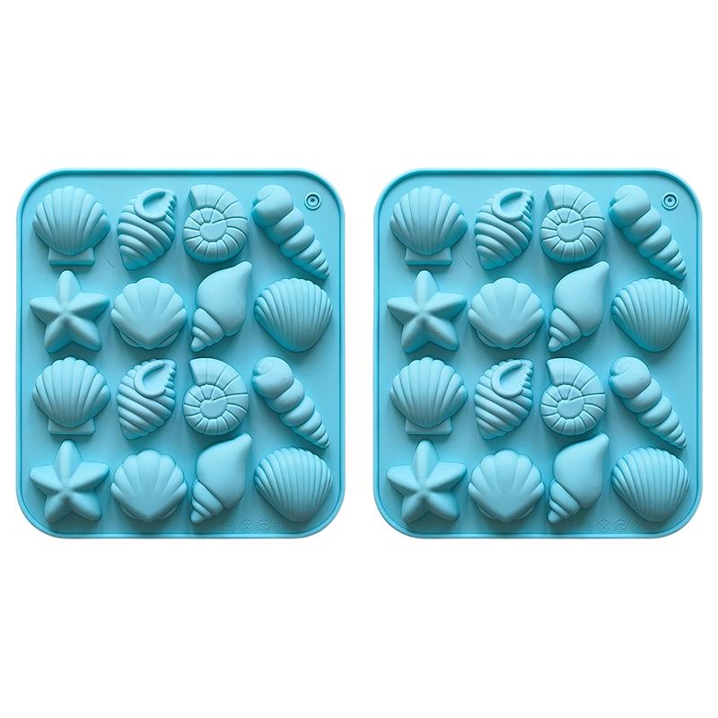 

Форма для ракушек, 2 упаковки силиконовых форм в виде океана, морская тематика, ракушки, морские звезды, формы для конфет, шоколадных украшений для тортов синий