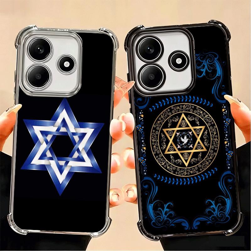 David Jewish Star Symbol Plating Phone Case For Xiaomi Poco X5 X6 X7 X8 Pro Max F8 Ultra F7 M8 M7 M5S Redmi 15C 15 14C 13C 13 X3