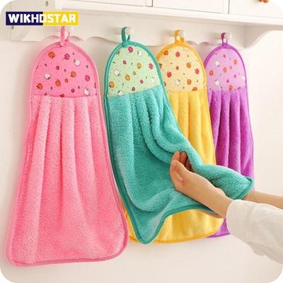 1 Parça Mercan Kadife Yumuşak El Havlusu Emici Kumaş Bulaşık Bezi Asılı Kumaş Mutfak Banyo Malzemeleri