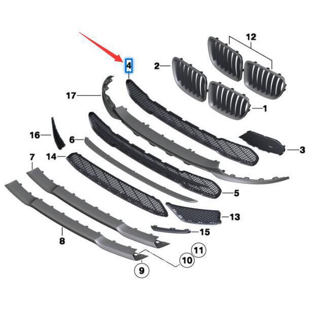 BMW X1 E84 Front Bumper Lower Center Grille (51112990368)