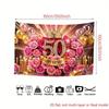 Sfondo fotografico 2D per il 50° compleanno, Striscione per festa a tema traguardo color oro rosa