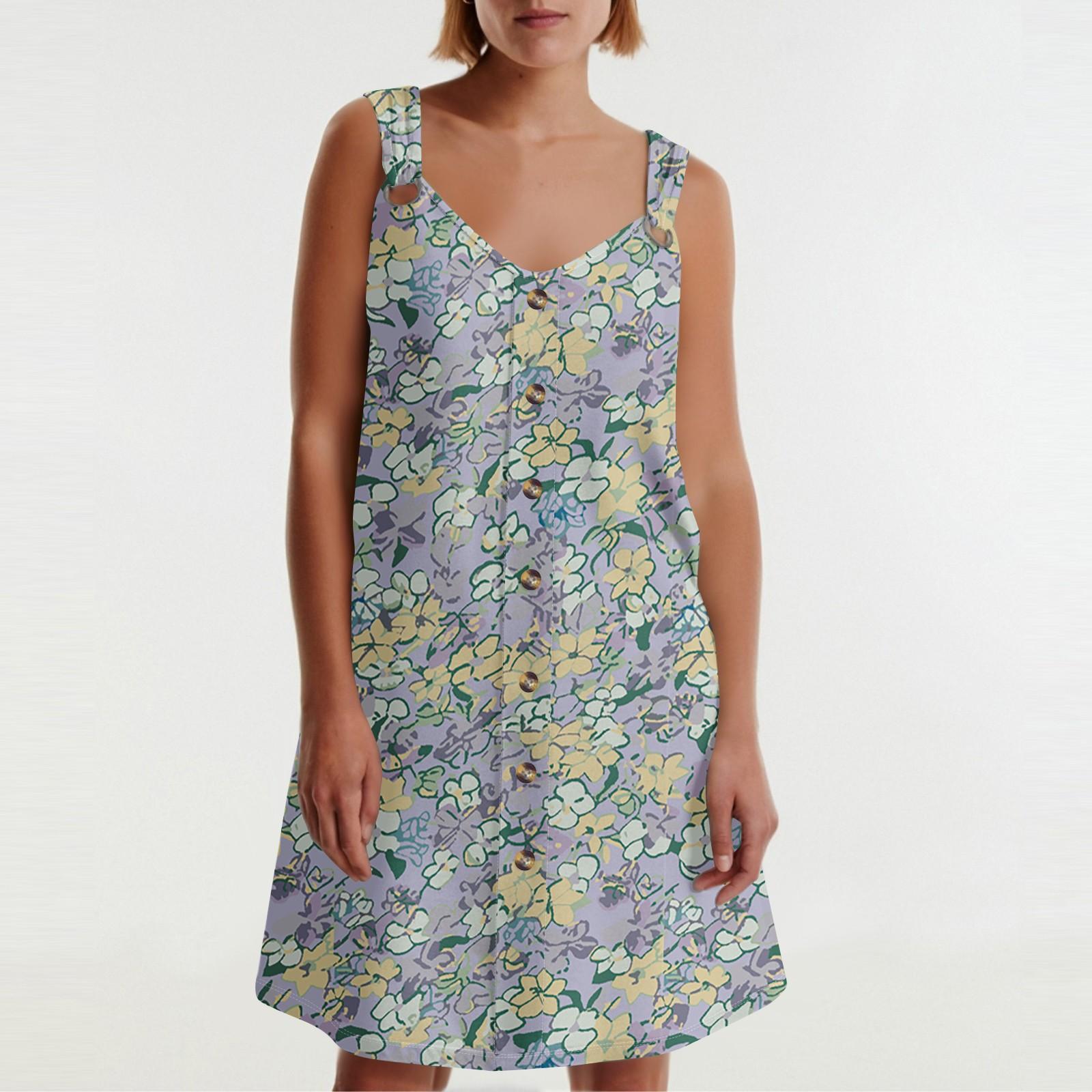 

Женское летнее платье с карманом без рукавов сарафан с цветочным принтом S циан