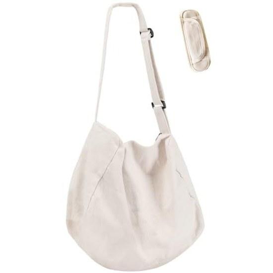 ARIALK Tote bag canvas large capacity shoulder A4 womens mens plain zipper.