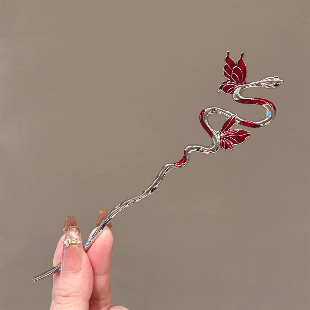 Vintage Enamel Hairpin Decorative Snake Designs Retro Hair Stick Fashion Hair Accessory For Women Girls Classical Hair Clips