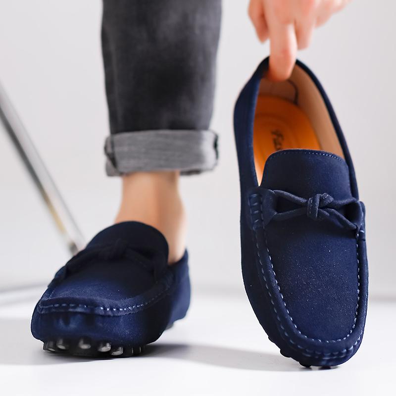 Leichte Herren Freizeitschuhe Slipper aus Leder Klassischer Herren-Fahrschuh Bequemer Herren-Loafer