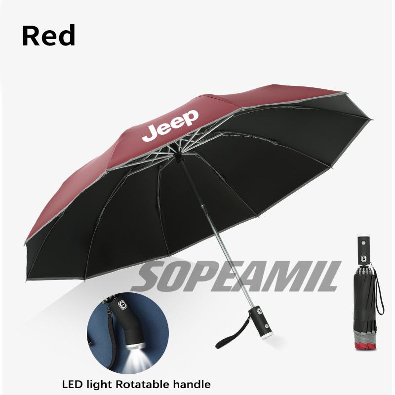 CMI1 Car Led Light Automatic Folding Windproof Umbrella Jeep Grand Cherokee Wrangler JK Gladiator Patriot Commander Renegade Compass