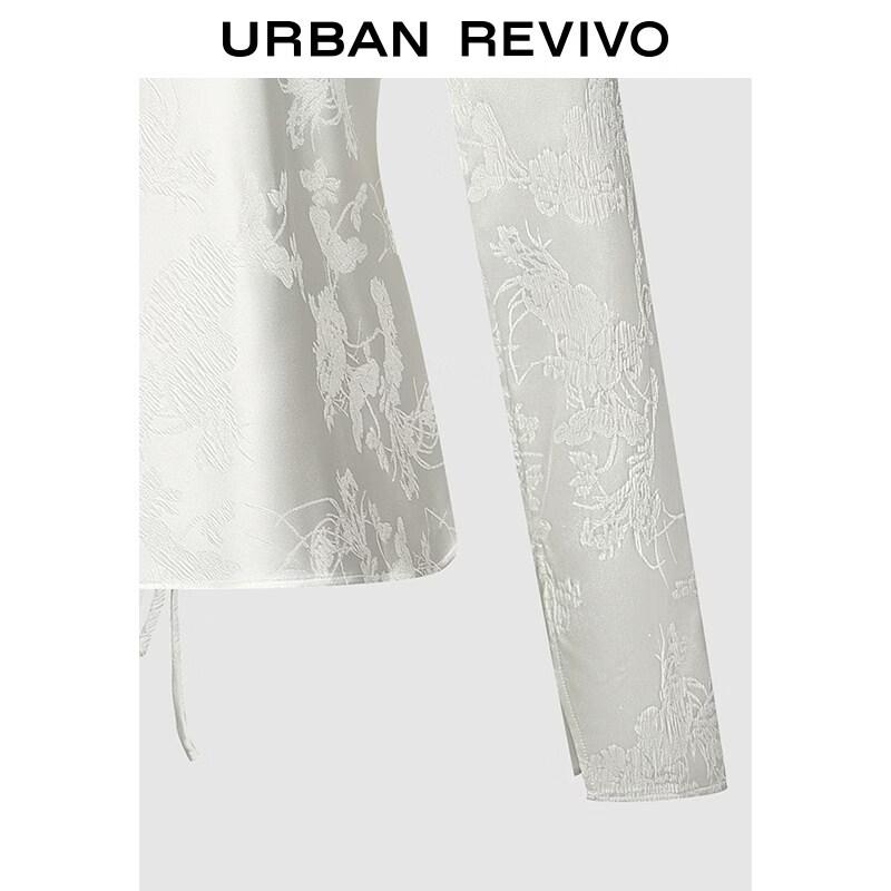 UR2026 Damen Blumen-Jacquard Hemd mit Revers und Bindung vorne