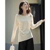 Demana Women's Elegant Pleated Chain Round Neck T-shirt