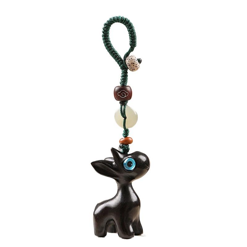 Sandalwood Deer Car Keychain, Pendant, Couple Phone Pendant, USB Disk Chain Hanger, Gift