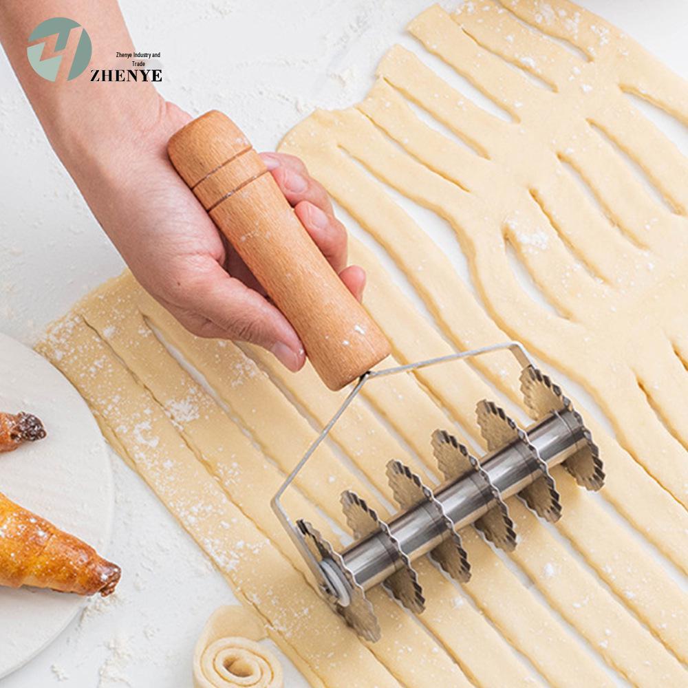 6-Wheel Stainless Steel Pizza Cutter with Wooden Handle