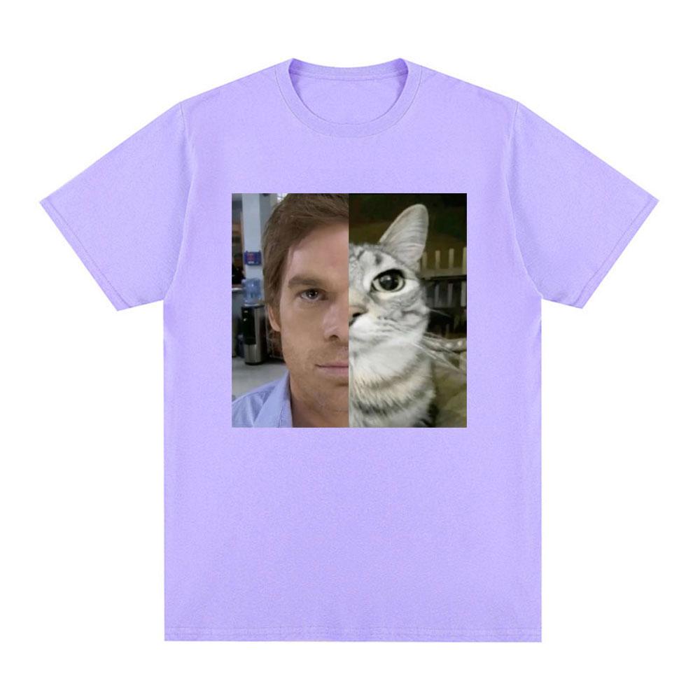 Dexter Morgan Funny Cat Meme T-shirts Cotton Short Sleeve O Neck T-shirt Unisex Streetwear Mens Clothes Harajuku Tee Shirt Tops