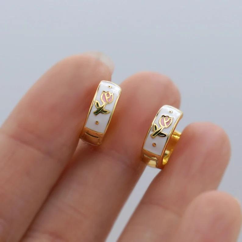 French light luxury tulip earrings women's retro flower earrings personality temperament jewelry