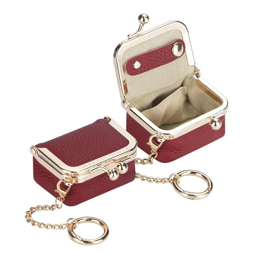 Royal Bagger Genuine Leather Mini Jewelry Box Women's Coin Purse Solid Color Kiss Lock Change Pouch Casual Style Small Storage Bag for Women 1894
