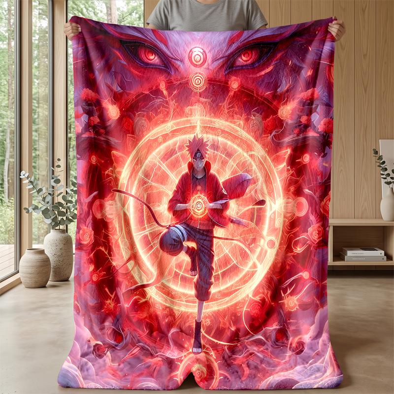 Naruto Uzumaki Printed Flannel Blanket Skin Friendly Warm Decorative Throw for Indoor Couch Bed Daily Use