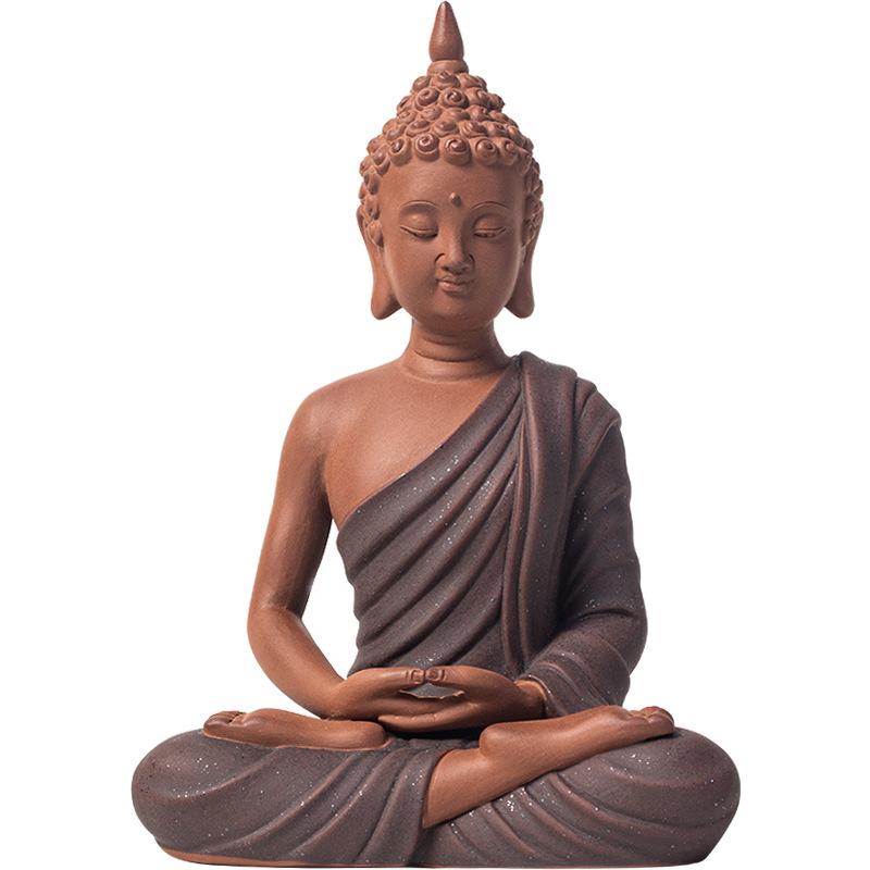Southeast Asia Thai Buddha Sakyamuni Figure Decoration statue-Ceramic Handmade Sculpture Home Room Office Garden Decoration